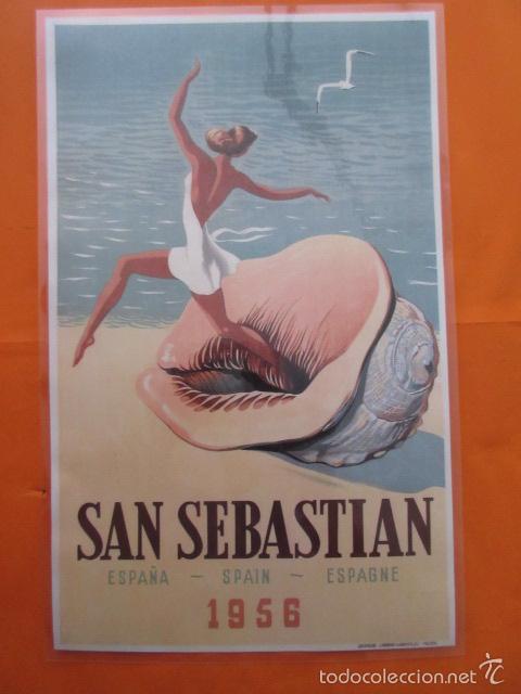 Brochures de tourisme: CARTEL - REPRODUCCION ANTIGUA PUBLICIDAD SAN SEBASTIAN 1956 - 27 X 42 (INCLUIDO MARGENES)