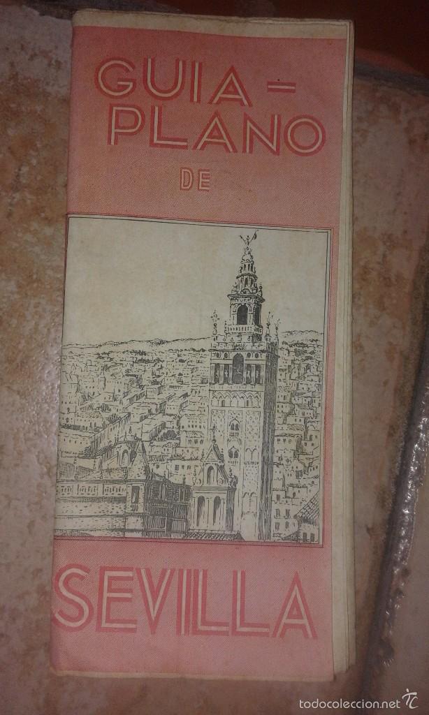 Folletos de turismo: Gu&iacute;a folleto turistico Plano de Sevilla desplegable antigua.