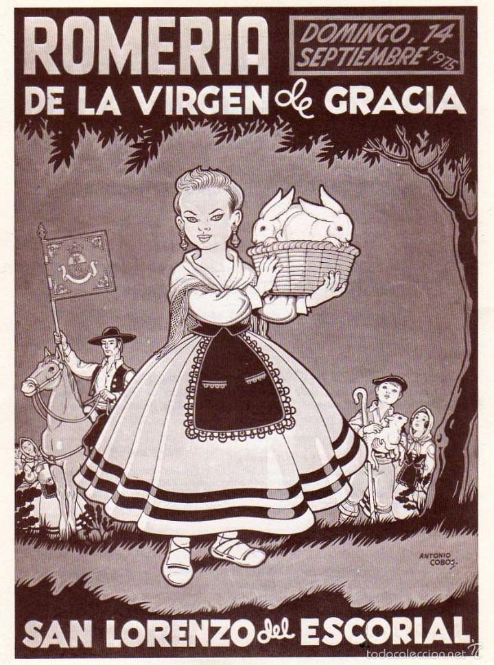 Folletos de turismo: Triptico Romer&iacute;a de la Virgen de Gracia. Programa fiestas de San Lorenzo del Escorial. Antonio Cobos