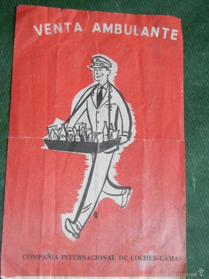 Tourismusbrosch&uuml;ren: ANTIGUO FOLLETO TARIFA DE VENTA AMBULANTE DE COMPA&Ntilde;IA INTERNACIONAL DE COCHES-CAMAS - HACIA 1960