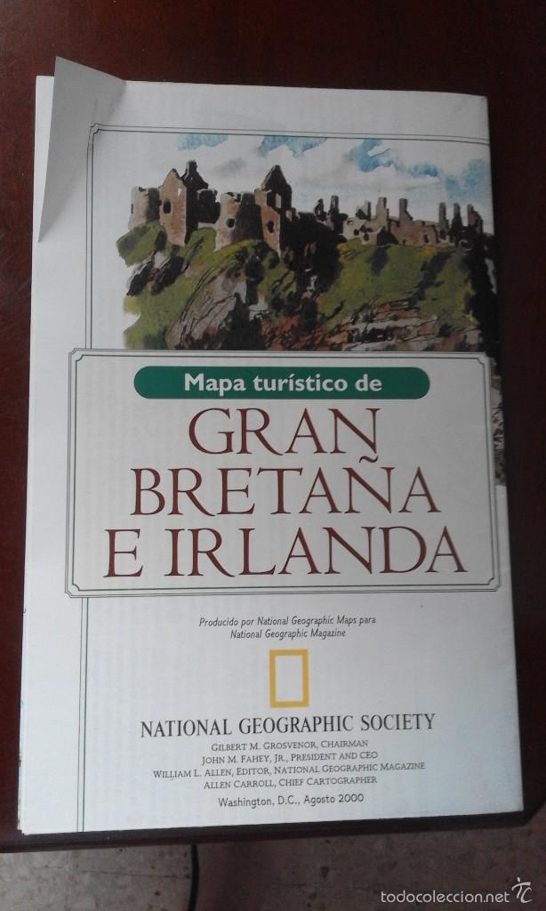 Tourismusbrosch&uuml;ren: Vendo mapa tur&iacute;stico de Gran Breta&ntilde;a e Irlanda National Geographic Society Londres Tur&iacute;stico