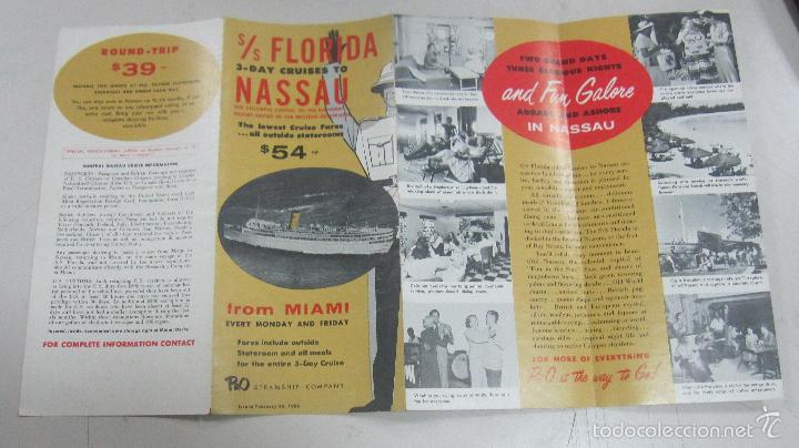 Tourismusbrosch&uuml;ren: FOLLETO DE TURISMO. CRUCERO S/S FLORIDA TO NASSAU FROM MIAMI. 1958. VER