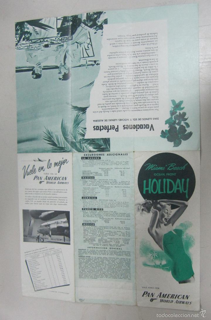 Tourismusbrosch&uuml;ren: FOLLETO DE TURISMO. MIAMI BEACH OCEAN FRONT HOLIDAY. VIAJE POR PAN AMERICAN. CON TARIFAS. VER