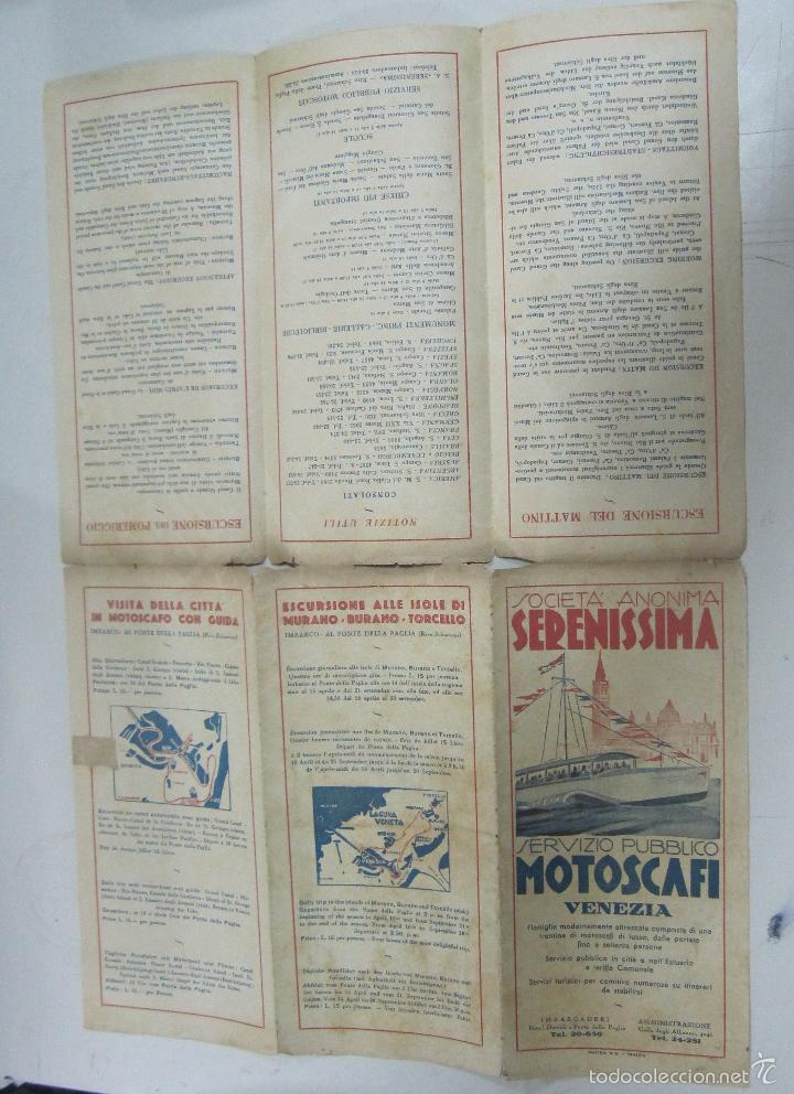 Brochures de tourisme: FOLLETO DE TURISMO. SOCIETA ANONIMA SERENISSIMA. SERVICIO PUBLICO MOTOSCAFI. VENECIA. CON MAPA. VER