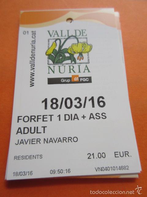 Folletos de turismo: FORFET FORTFAIT ESTACION ESQUI VALL DE NURIA VALLE - ADULTO 1 DIA + SEGURO -  VARIANTE RESIDENTES