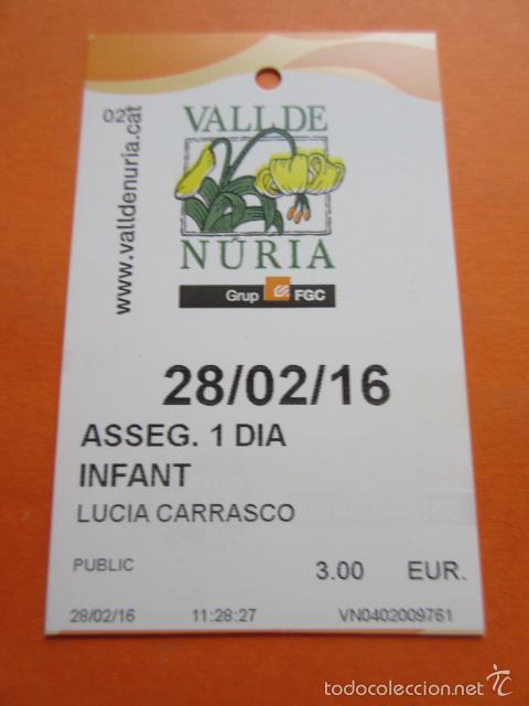 Folletos de turismo: FORFET FORTFAIT ESTACION ESQUI VALL NURIA VALLE - INFANTIL SEGURO 1 DIA - VARIANTE PUBLICO CON NOMBR