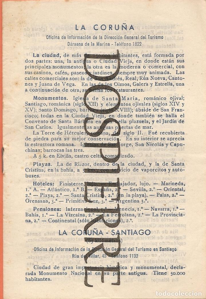 Tourismusbrosch&uuml;ren: PEQUE&Ntilde;O FOLLETO, INFORMACI&Oacute;N TUR&Iacute;STICA GALICIA, CON MAPA,DISTANCIA KILOM&Eacute;TRICA Y HORARIO FERROCARRIL