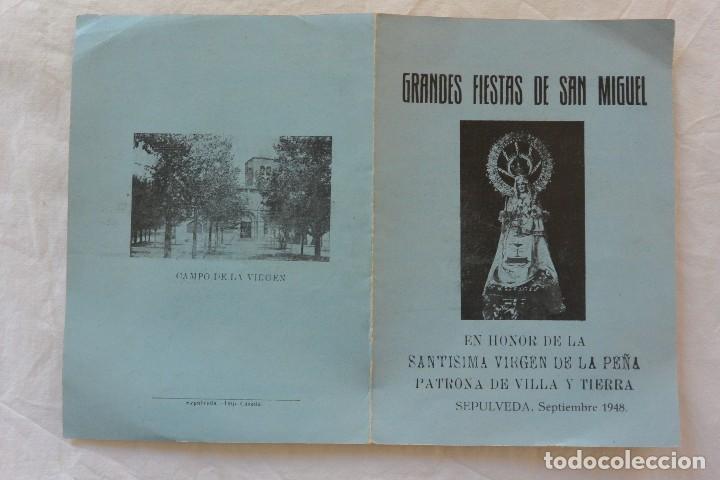 Folletos de turismo: FOLLETO GRANDES FIESTAS DE SAN MIGUEL SEPULVEDA 1948