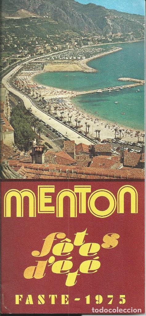 Travel Brochures: PROGRAMA FIESTAS DE VERANO FETES D'ETE 1975 MENTON  TRIPTICO