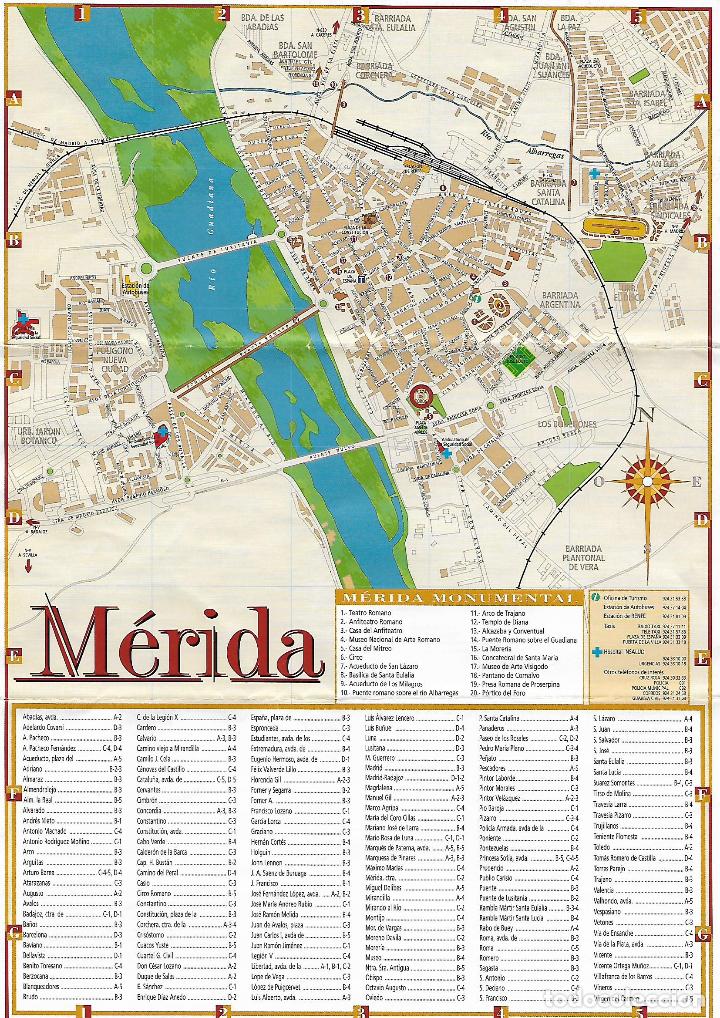 mapa merida badajoz plano urbano. mérida. badajoz. extremadura.   Buy Old Travel 