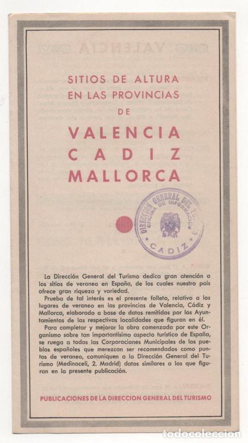 Folhetos de turismo: (ALB-TC-5) FOLLETO TURISMO SITIOS DE ALTURA EN LAS PROVINCIAS VALENCIA CADIZ MALLORCA