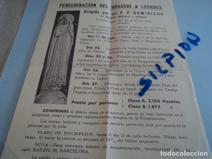 Folhetos de turismo: hoja informativa peregrinacion del rosario a lourdes dirigida por los padres dominicos 1960