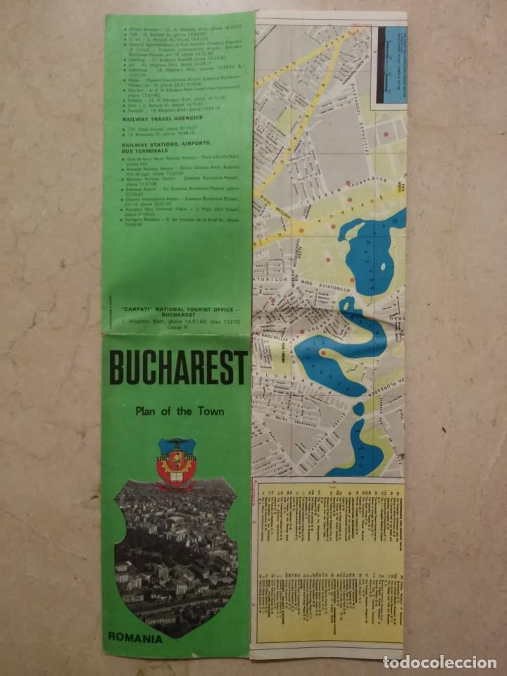 Folhetos de turismo: ANTIGUA GUIA - MAPA DE VIAJE Bucarest - RUMANIA - TURISMO - PLANO - A&Ntilde;O 1979