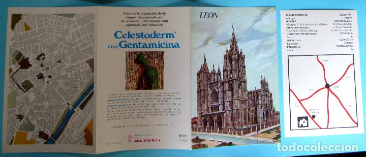 Folletos de turismo: COLECCI&Oacute;N ESPA&Ntilde;A MONUMENTAL. TR&Iacute;PTICO LE&Oacute;N + FICHA ALBERGUE LA BA&Ntilde;EZA. HAROFARMA, S/F.