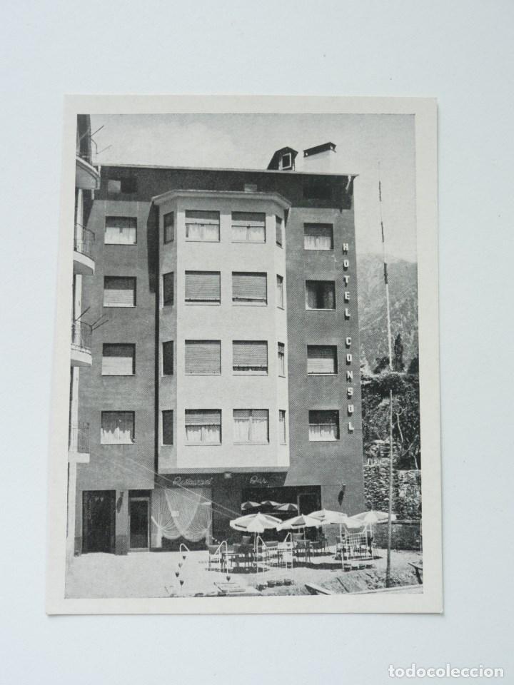 Tourismusbrosch&uuml;ren: TARJETA POSTAL HOTEL CONSUL, ANDORRA LA VELLA- A&Ntilde;OS 50