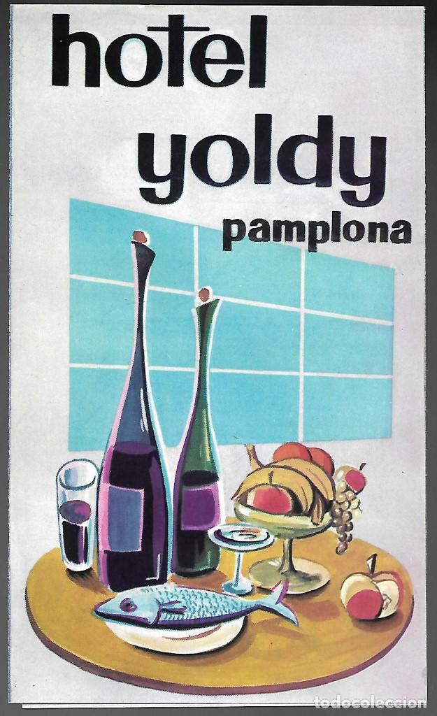 Tourismusbrosch&uuml;ren: TRIPTICO PUBLICIDAD DEL HOTEL YOLDY PAMPLONA, 1961, PLANO DE LA CIUDAD.