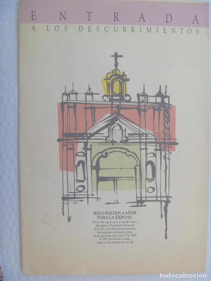 Travel Brochures: COLECCIONISMO EXPO&acute;92 DE SEVILLA : FOLLETO PUBLICITARIO DE 1988 . ENTRADA A LOS DESCUBRIMIENTOS