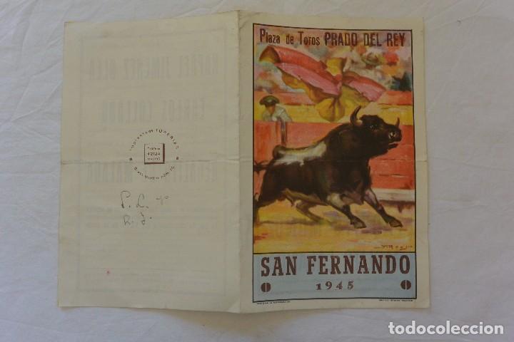 Folletos de turismo: FOLLETO FESTIVAL TOROS SAN FERNANDO 29 MAYO 1945