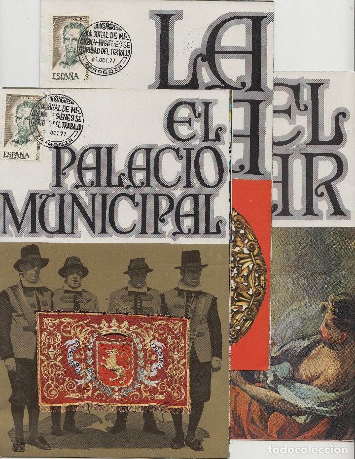 Brochures de tourisme: ZARAGOZA 1974 -EL PILAR,LONJA,PALACIO MUNICIPAL- mat MEDICINA SEGURIDAD TRABAJO 1977 folleto turismo
