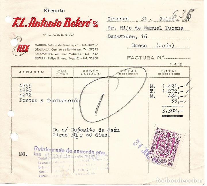 Brochures de tourisme: Factura. F.L. Antonio Beter&eacute;, S.A, Ja&eacute;n. Espa&ntilde;a 1961