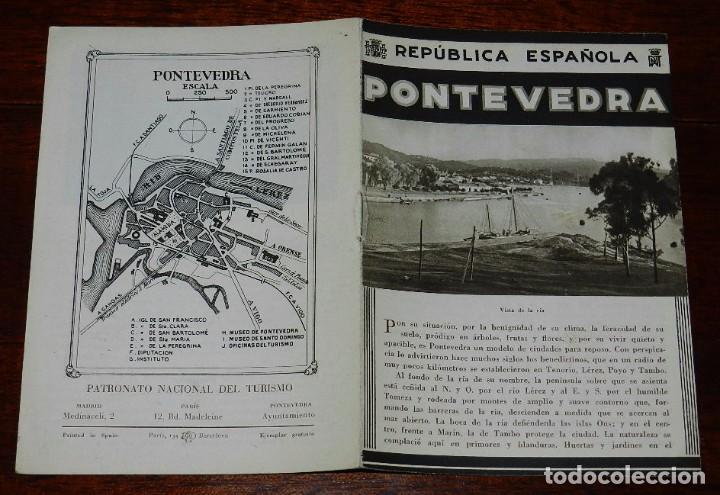 Brochures de tourisme: ANTIGUO FOLLETO DE TURISMO DE LA REPUBLICA ESPA&Ntilde;OLA, PONTEVEDRA, MULTIPLES FOTOGRAFIAS EN SU INTERIO