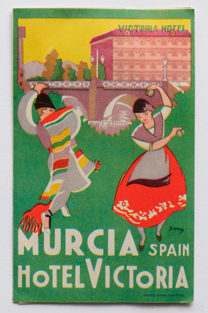 Tourismusbrosch&uuml;ren: Tr&iacute;ptico Hotel Victoria, Murcia. Ilustraci&oacute;n de Garay