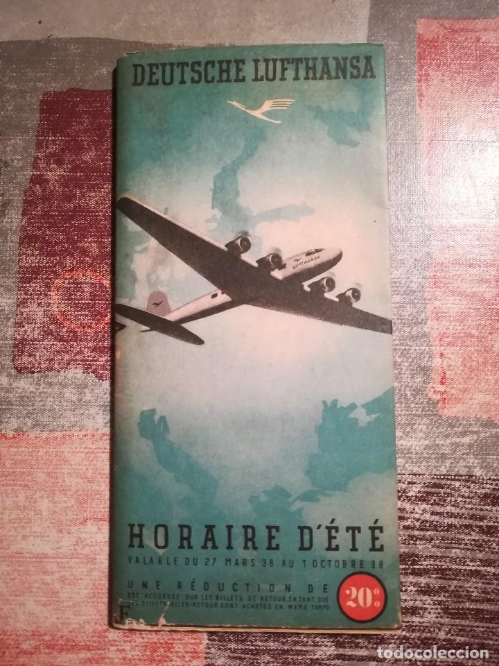 Folhetos de turismo: Deutsche Lufthansa - Horario de vuelos de verano del 27 Marzo al 1 Octubre de 1938 - en franc&eacute;s