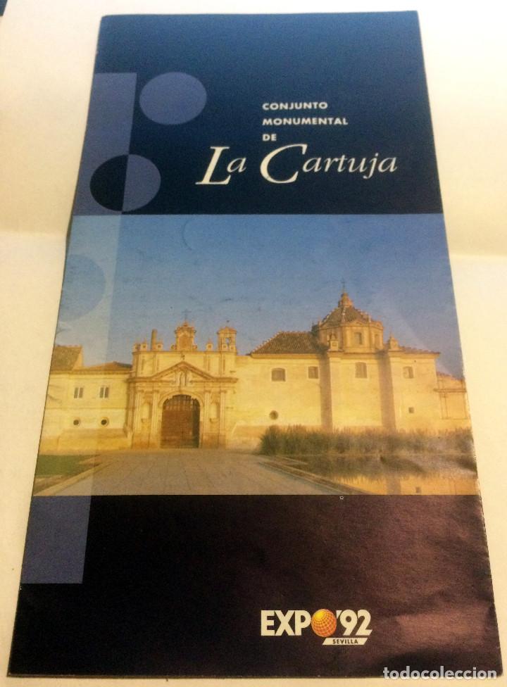 Tourismusbrosch&uuml;ren: Folleto desplegable del Conjunto Monumental de la Cartuja en la Expo'92 de Sevilla. 8 p&aacute;ginas.