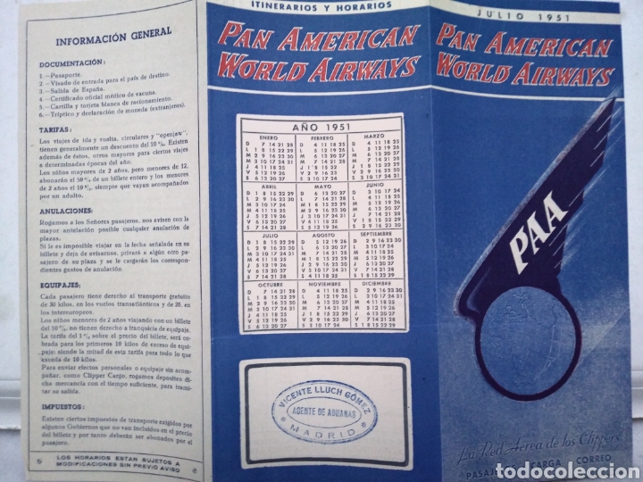 Brochures de tourisme: PAN AMERICAN WORLD AIRWAYS. PAA LA RED AEREA DE CLIPPERS. A&Ntilde;O 1951
