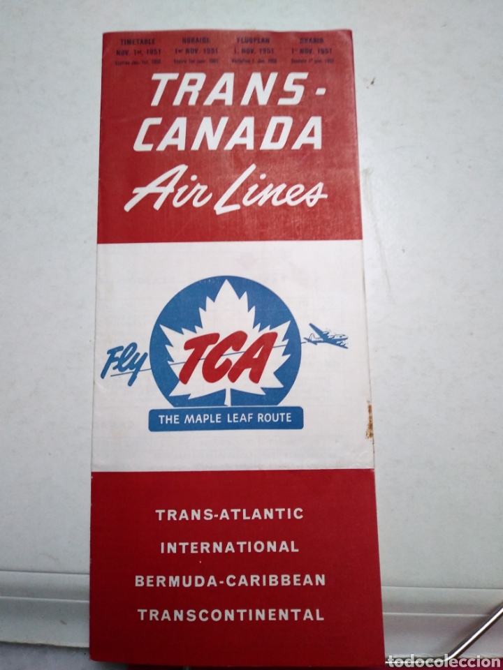 Brochures de tourisme: TRANS-CANADA AIR LINES. TCA HORARIOS A&Ntilde;O 1951.