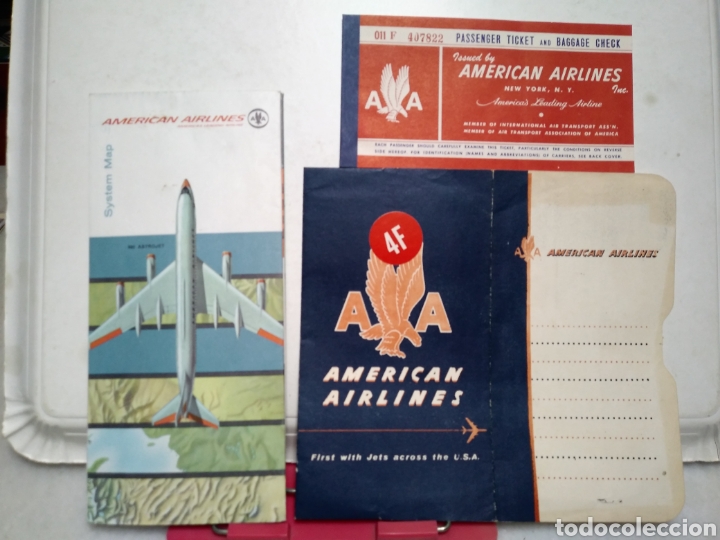 Travel Brochures: AMERICAN AIRLINES. USA. BILLETE Y MAPA FOLLETO. A&Ntilde;OS 60.