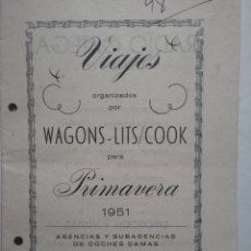 Folletos de turismo: VIAJES WAGONS LITS-COOK. PRIMAVERA 1951.. Lote 114256352