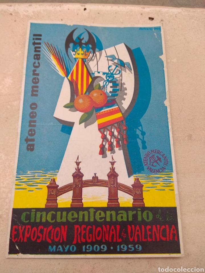 Tourismusbrosch&uuml;ren: Tarjeta Postal Cincuentenario Exposici&oacute;n Regional de Valencia 1909 - 1959 Ateneo