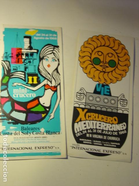 Brochures de tourisme: 2 Cuadripticos Viajes Internacional Expreso. X Crucero Mediterr&aacute;neo de 1968. 23,5x11 cm.