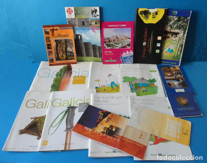 Folhetos de turismo: Variado lote de folletos de turismo y senderismo de Asturias y Galicia - Camino de Santiago