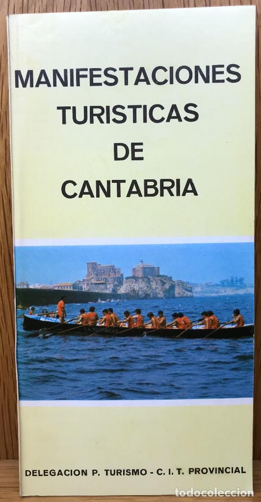 Folletos de turismo: Manifestaciones tur&iacute;sticas de cantabria - En portada la trainera marinera De Castro Urdiales - 1980