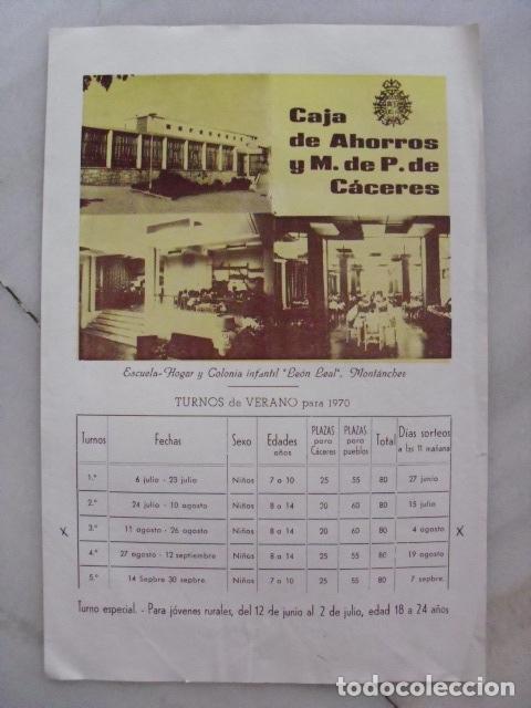 Tourismusbrosch&uuml;ren: FOLLETO CAJA AHORROS Y M. DE P. DE C&Aacute;CERES. ESCUELA-HOGAR Y COLONIA INFANTIL LEON LEAL. 1970.