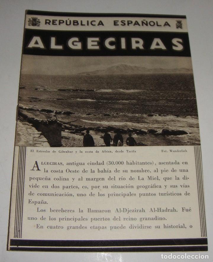 Brochures de tourisme: Folleto Tur&iacute;stico. Rep&uacute;blica Espa&ntilde;ola. Algeciras. Con plano y fotograf&iacute;as.