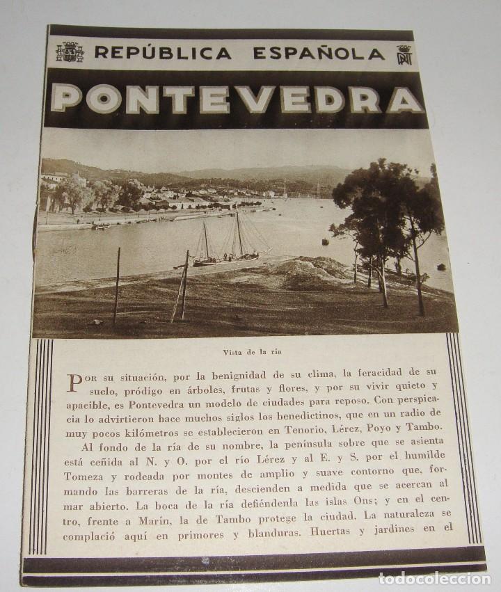 Brochures de tourisme: Folleto Tur&iacute;stico. Rep&uacute;blica Espa&ntilde;ola. Pontevedra. Con plano y fotograf&iacute;as.