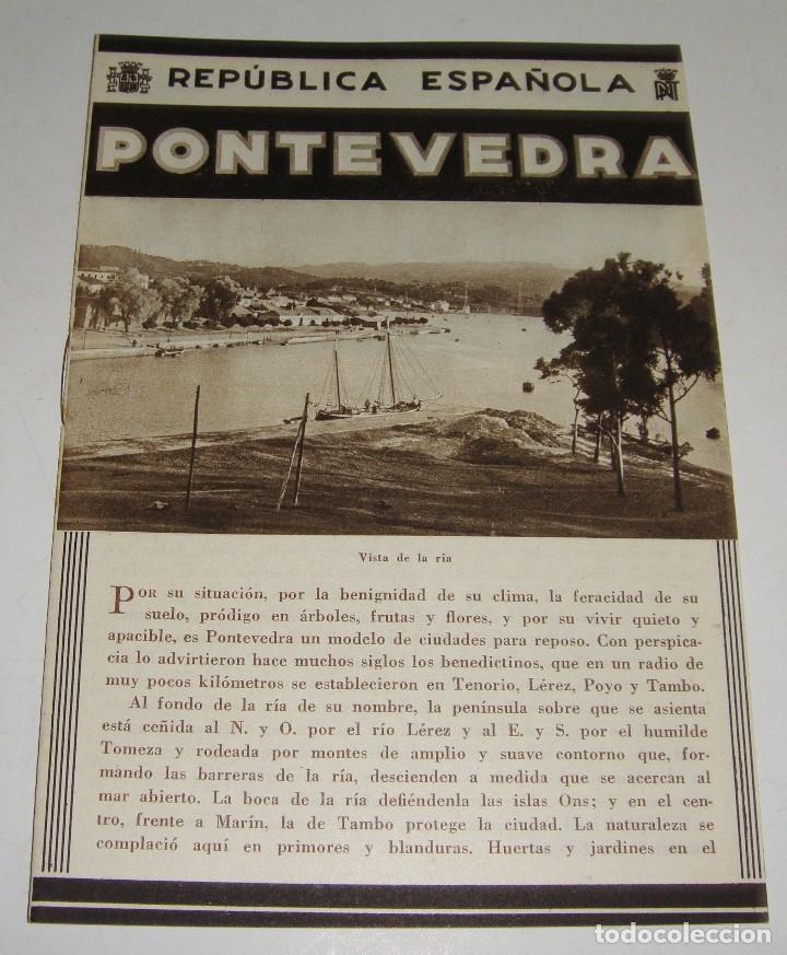 Brochures de tourisme: Folleto Tur&iacute;stico. Rep&uacute;blica Espa&ntilde;ola. Pontevedra. Con plano y fotograf&iacute;as.