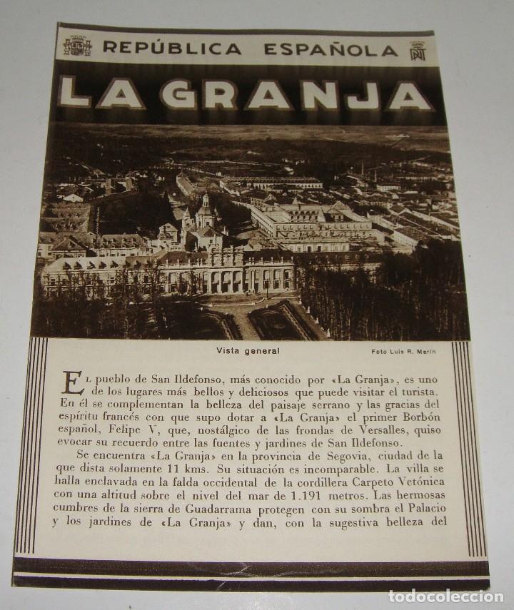 Tourismusbrosch&uuml;ren: Folleto Tur&iacute;stico. Rep&uacute;blica Espa&ntilde;ola. La Granja. Con plano y fotograf&iacute;as.