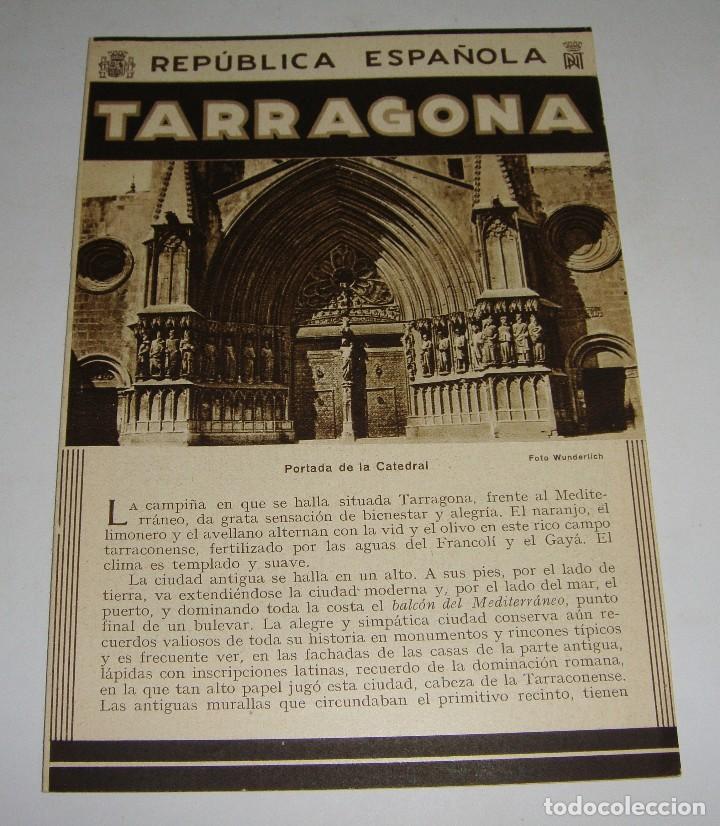 Brochures de tourisme: Folleto Tur&iacute;stico. Rep&uacute;blica Espa&ntilde;ola. Tarragona. Con plano y fotograf&iacute;as.