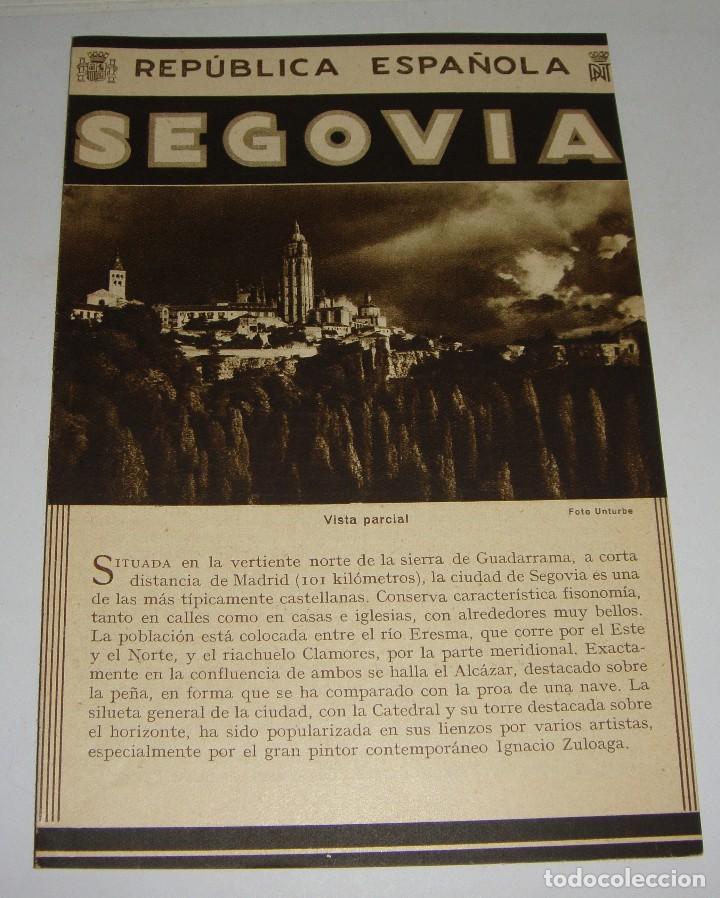 Brochures de tourisme: Folleto Tur&iacute;stico. Rep&uacute;blica Espa&ntilde;ola. Segovia. Con plano y fotograf&iacute;as.