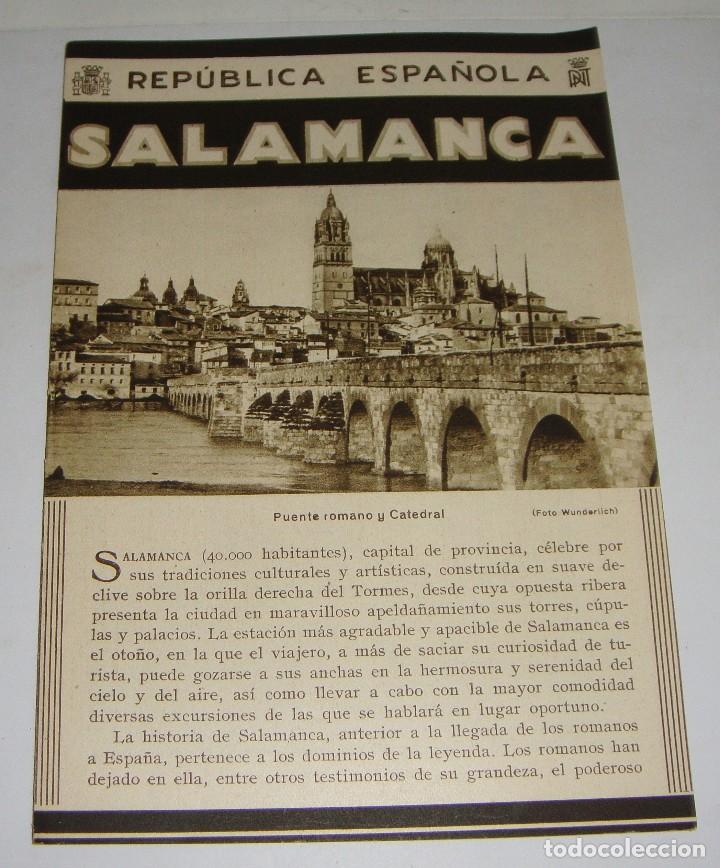 Brochures de tourisme: Folleto Tur&iacute;stico. Rep&uacute;blica Espa&ntilde;ola. Salamanca. Con plano y fotograf&iacute;as.