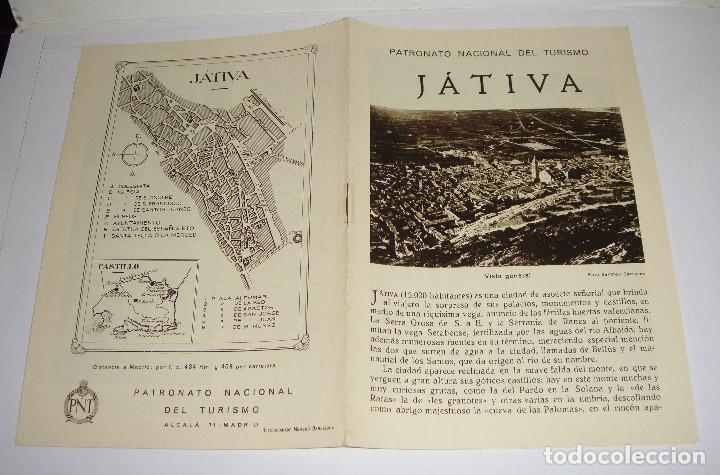 Brochures de tourisme: Folleto Tur&iacute;stico. Patronato Nacional del Turismo. J&aacute;tiva. Con plano y fotograf&iacute;as.