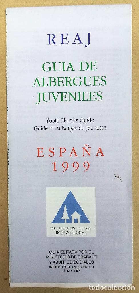 Travel Brochures: MAPA FOLLETO TURISTICO, TURISMO, DIPTICO, GUIA DE ALBERGUES JUVENILES ESPA&Ntilde;A 1999 REAJ