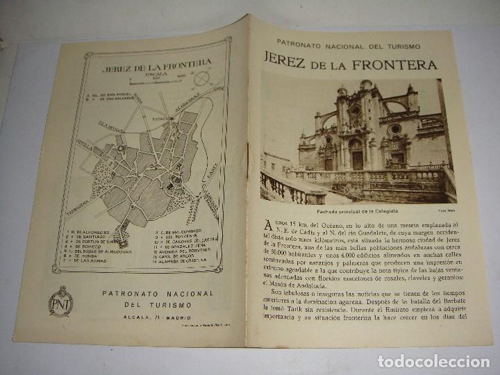 Brochures de tourisme: Folleto Tur&iacute;stico. Patronato Nacional del Turismo. Jerez de la Frontera. Con plano y fotograf&iacute;as.