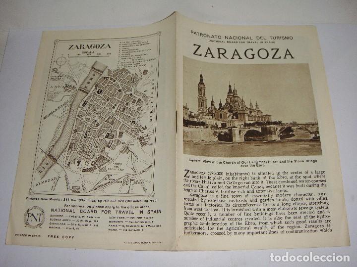 Brochures de tourisme: Folleto Tur&iacute;stico. Patronato Nacional del Turismo. Zaragoza. Con plano y fotograf&iacute;as.