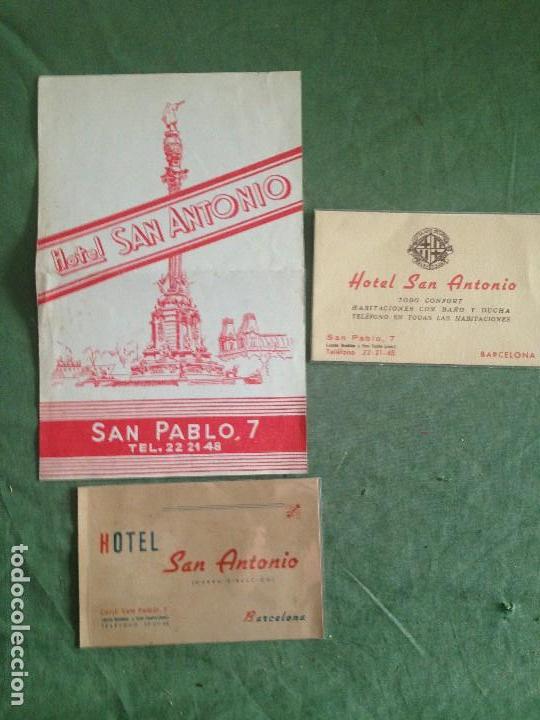 Folletos de turismo: HOTEL SAN ANTONIO - BARCELONA - FOLLETO Y TARJETAS DEL HOTEL