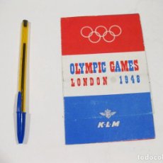 Folletos de turismo: JUEGOS OLÍMPICOS. LONDRES. OLIPIC GAMES, LONDON. 1948. KLM. PLANO METRO.. Lote 127512811